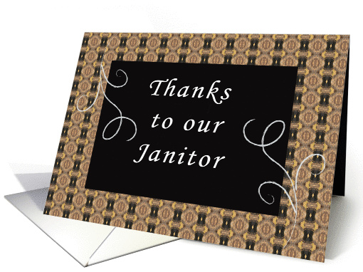 Thank You Card for Janitor, Brown and Black Digital Design card
