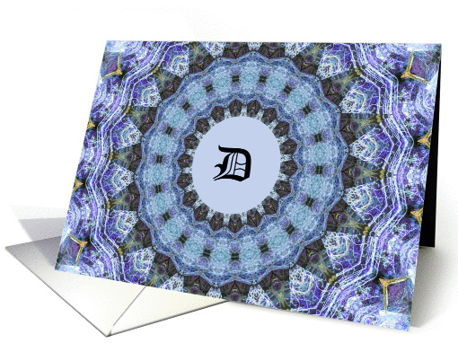 Thank You Card for Gift, Monogram D, Mandala Design card (938422)