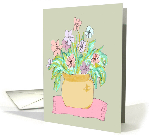 Hip Replacement Surgery with Hand Drawn Flower Vase card (941801)