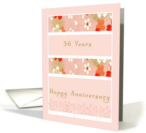 Anniversary Card for the 36th Year, Light Peach with Flowers card