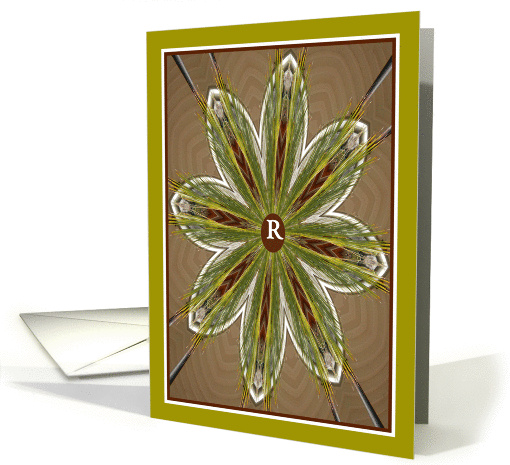 Monogram R Blank Card, Kaleidoscope in Green card (948229)