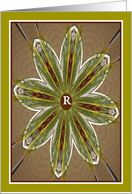 Monogram R Blank Card, Kaleidoscope in Green card