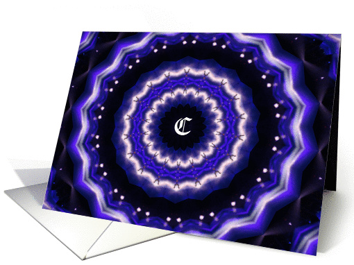 Monogram C Blank Card, Kaleidoscope in Blue and Black card (948232)