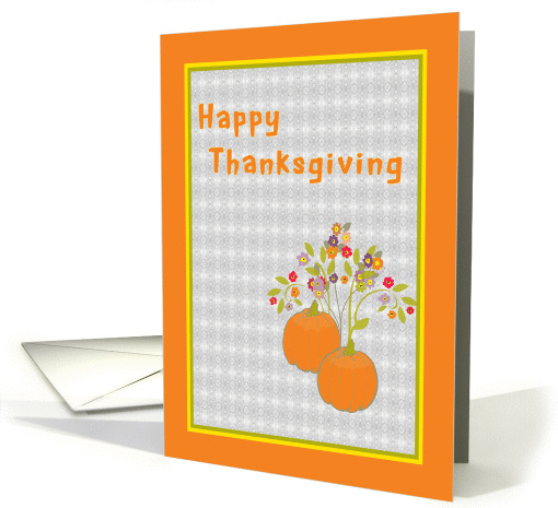 Thanksgiving Card with Pumpkins and Flowers card (962979)