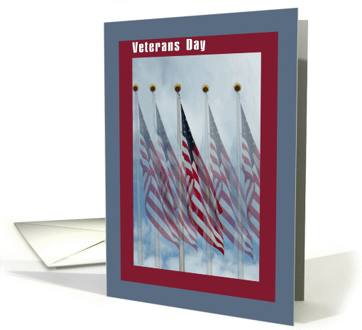 Veterans Day with 5 Flags, Thank You card (966261)