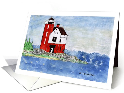 Lighthouse on Mackinac Island card (405939)