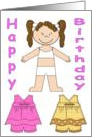 Happy birthday paper doll Card