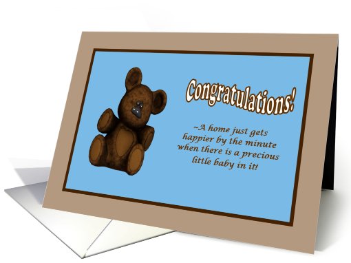 New Baby Congratulations teddy bear blue card (600022)