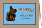 New Baby Congratulations teddy bear blue card