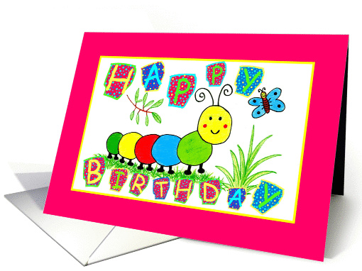 Caterpillar Birthday card HAPPY BIRTHDAY card (778516)