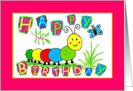 Caterpillar Birthday card HAPPY BIRTHDAY card