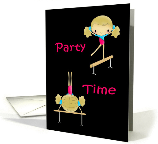 Gymnastics birthday party invitation card (898165)