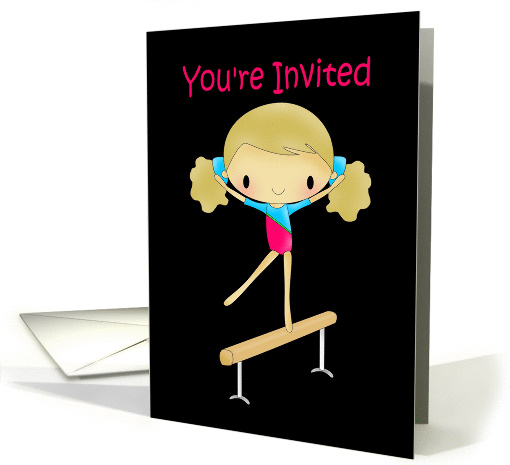 Gymnastics birthday party invitation card (898168)