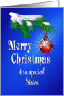 Merry Christmas Sister Shiny Red Ornament card