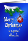 Merry Christmas Preacher Shiny Red Ornament card