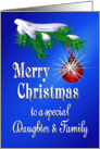 Merry Christmas Daughter & Family Shiny Red Ornament card
