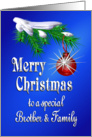 Merry Christmas Brother & Family Shiny Red Ornament card