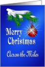 Merry Christmas Across the Miles Shiny Red Ornament card