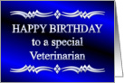 Happy Birthday Veterinarian Blue and Silver card