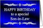 Happy Birthday Son-in-Law Blue and Silver card