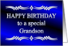 Happy Birthday Grandson Blue and Silver card