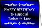 Happy Birthday Father-in-Law Blue and Silver card