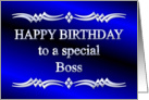 Happy Birthday Boss Blue and Silver card