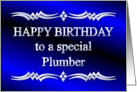 Happy Birthday Plumber Blue and Silver card