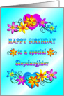 Happy Birthday Stepdaughter Flowers and Hearts card