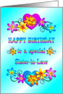 Happy Birthday Sister-in-Law Flowers and Hearts card