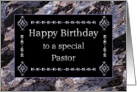 Happy Birthday Pastor Marble Black and Silver card
