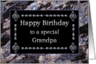 Happy Birthday Grandpa Marble Black and Silver card
