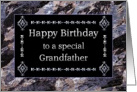 Happy Birthday Grandfather Marble Black and Silver card