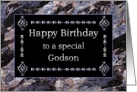Happy Birthday Godson Marble Black and Silver card