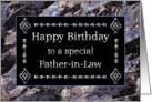 Happy Birthday Father-in-Law Marble Black and Silver card