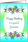 Happy Birthday Grandma Shiny Flowers card