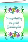 Happy Birthday Granddaughter Shiny Flowers card
