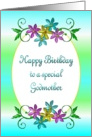 Happy Birthday Godmother Shiny Flowers card