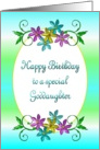 Happy Birthday Goddaughter Shiny Flowers card