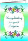 Happy Birthday Babysitter Shiny Flowers card