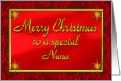 Merry Christmas Nana Shiny Red and Gold card