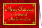 Merry Christmas Mother-in-Law Shiny Red and Gold card
