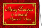 Merry Christmas Mama & Papa Shiny Red and Gold card