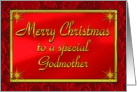 Merry Christmas Godmother Shiny Red and Gold card