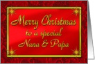 Merry Christmas Nana & Papa Shiny Red and Gold card