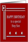 Happy Birthday Step Son Red and Silver card