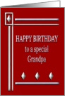 Happy Birthday Grandpa Red and Silver card