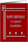 Happy Birthday Grandfather Red and Silver card