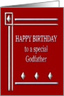 Happy Birthday Godfather Red and Silver card