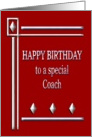 Happy Birthday Coach Red and Silver card